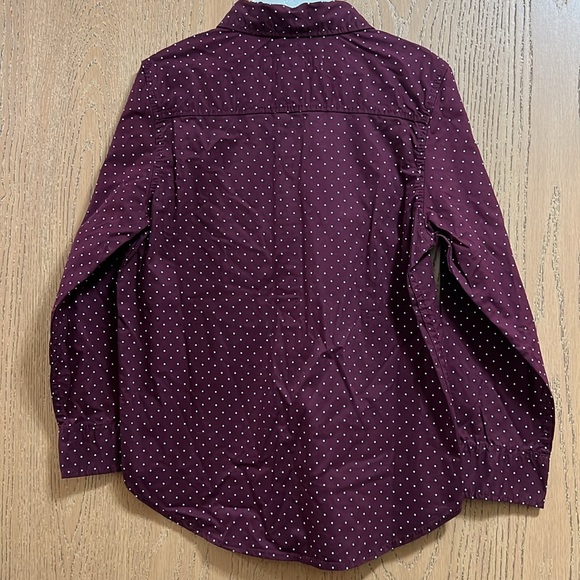 Boys Button-down Shirt - Maroon with White Polka Dots - size 5-6Y - Picture 4 of 4